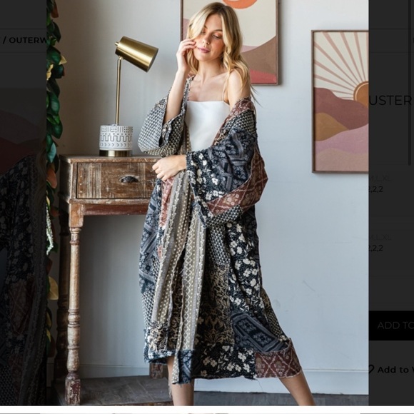 New Oli & Hali Washed Mixed Print Patchwork Duster Black - Picture 2 of 5